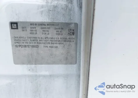 2014 Chevrolet Cruze 1Lt Auto z USA, uszkodzony, nr VIN 1G1PC5SB7E7166623